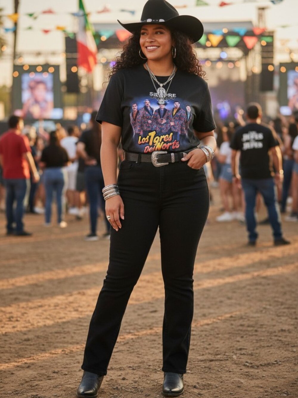 Los Tigres Del Norte Tour Shirt Mens Large Black Excellent Siempre Contigo 2023